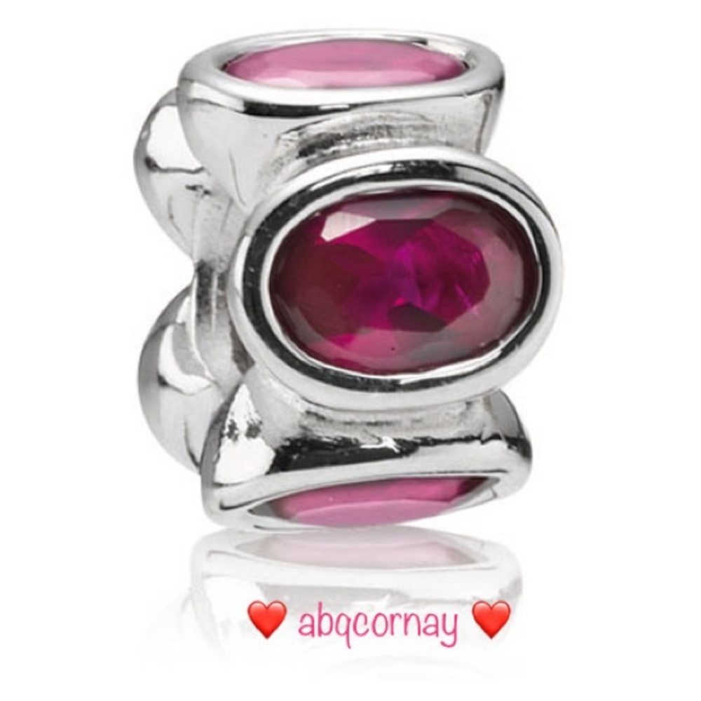 EUC Pandora 790311SRU Sterling Silver Synthetic Ruby Oval Lights Bead - RARE